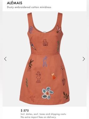 Alémais Dusty Terracotta Embroidered Cotton Minidress